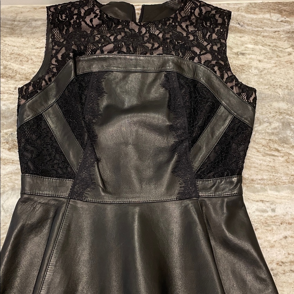 ANTONIO MELANI Black Lace and Leather Top - Picture 5 of 10